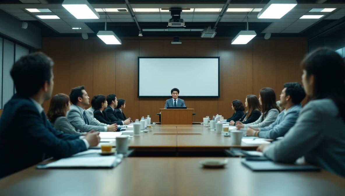 退屈そうな従来型研修の様子